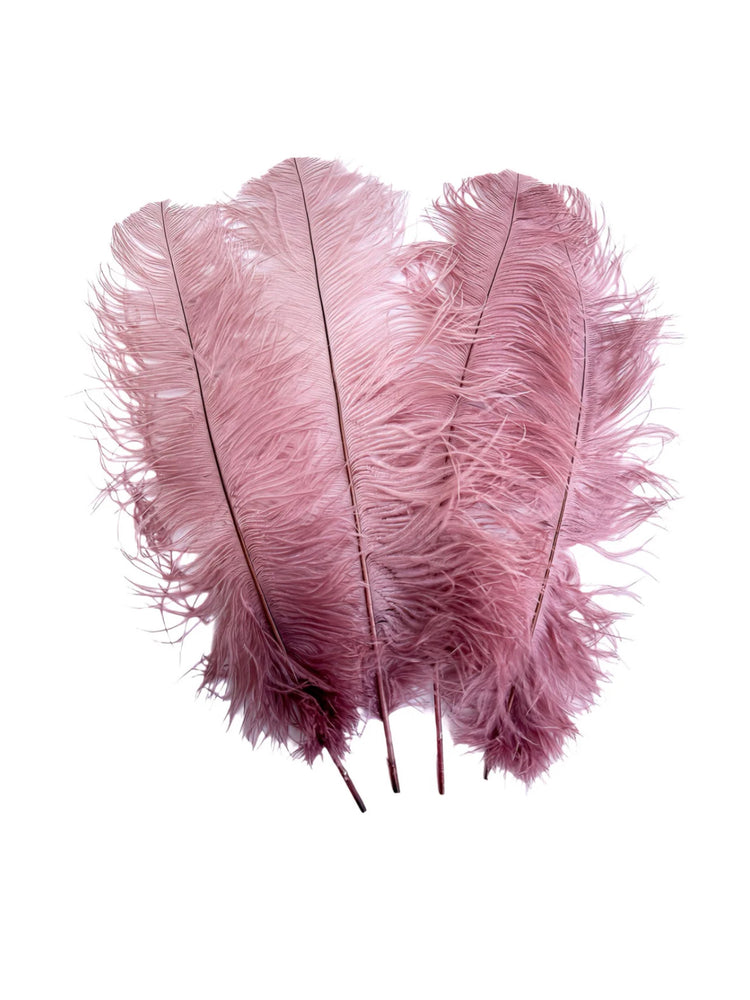BULK 1/2lb Ostrich Feather Tail Plumes 15-20" (Dusty Rose)