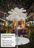 Load image into Gallery viewer, Complete Feather Centerpiece With 20" Vase (White) - www.BuyOstrichFeathers.com