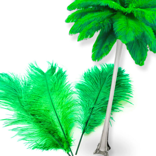 Complete Feather Centerpiece With 20" Vase (Lime Green) - www.BuyOstrichFeathers.com