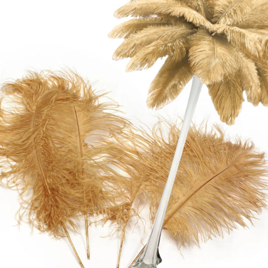 Complete Feather Centerpiece With 20" Vase (Gold) - www.BuyOstrichFeathers.com