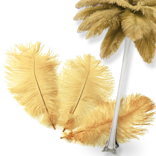 Complete Feather Centerpiece With 20" Vase (Champagne) - www.BuyOstrichFeathers.com