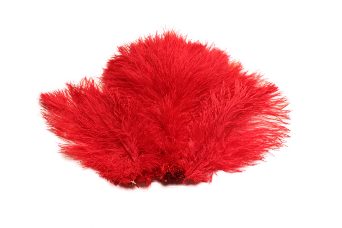 14-Pack Ostrich Feathers, Artificial Feather Plumes for Arts and Crafts,  Faux Bird Plumage Trim for Costume and Outfit Decorations, 12-14-Inch  Quills for Home Decor (Red)