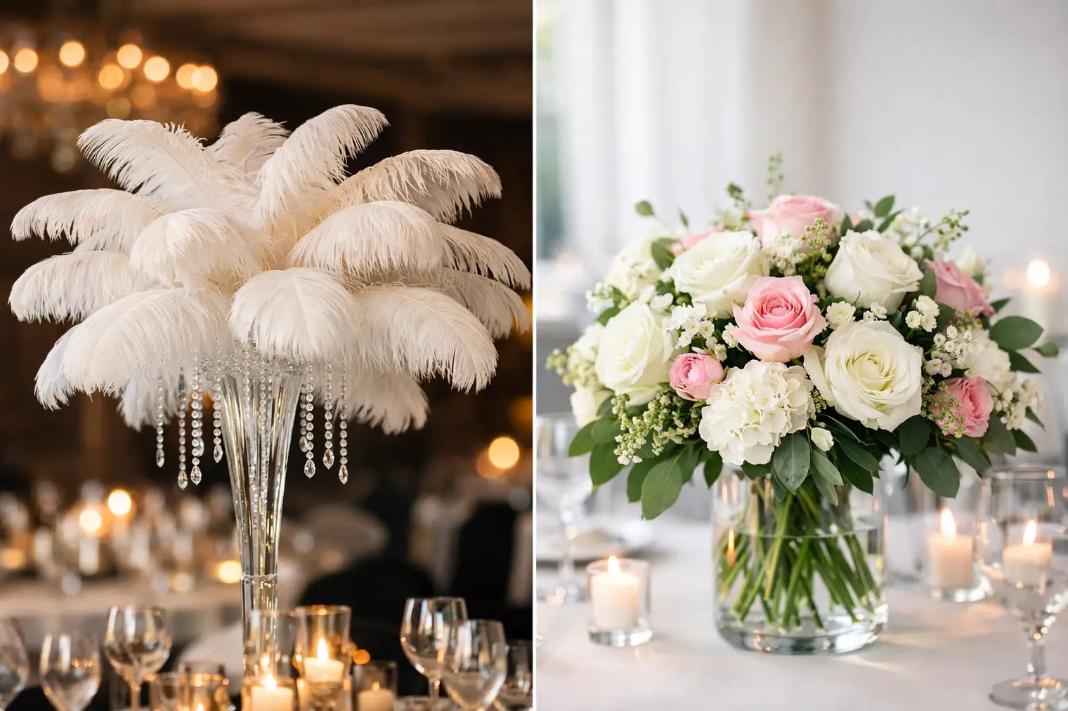 Feather Centerpieces vs Floral Arrangements