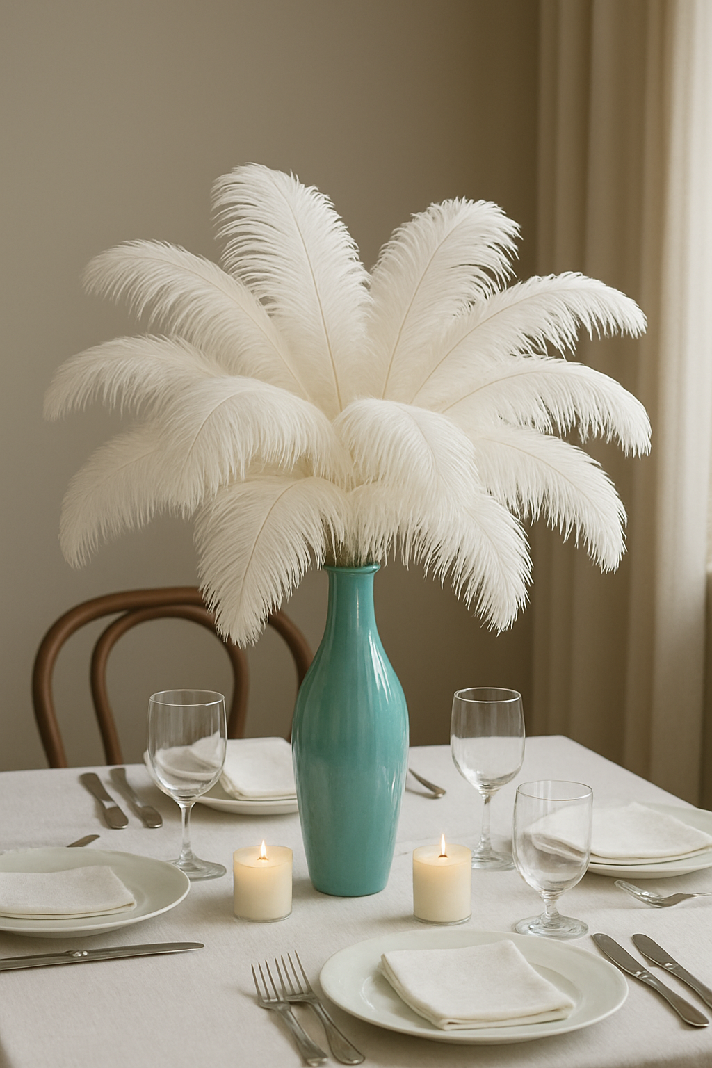 mini feather centerpiece