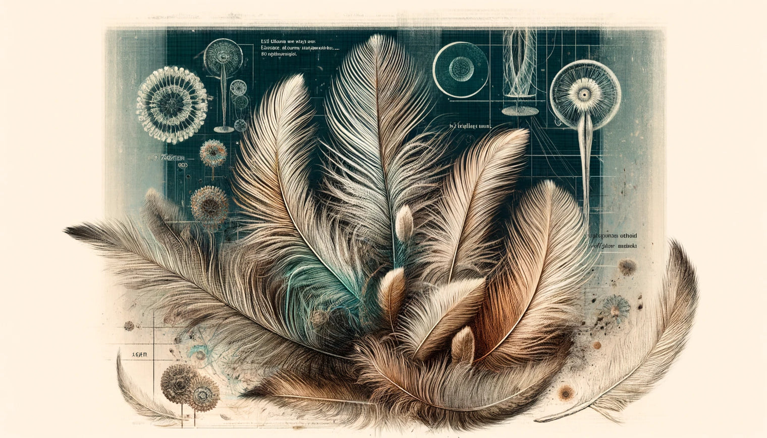 Ostrich feathers' structure diagram