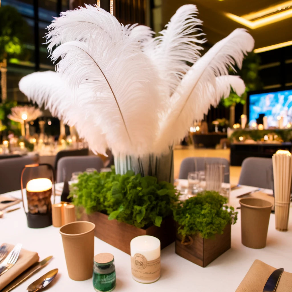 Eco-Friendly Ostrich Feather Centerpieces