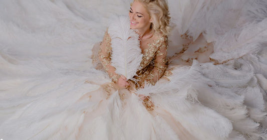 Luxurious dress made of ostrich feathers