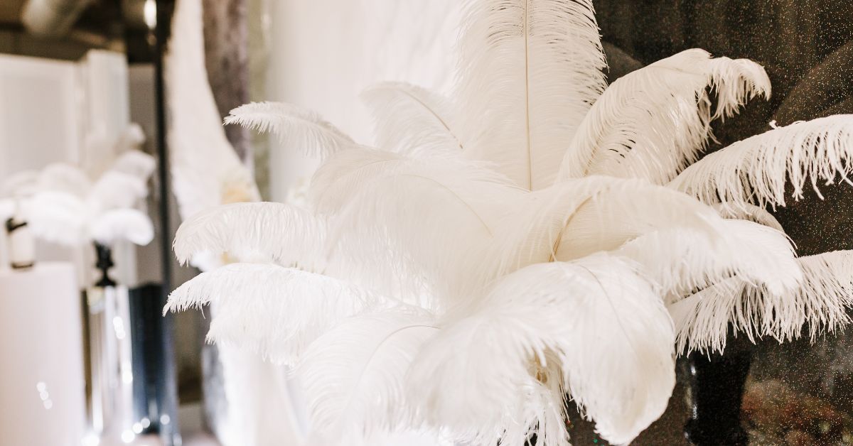 White Ostrich feather centerpiece