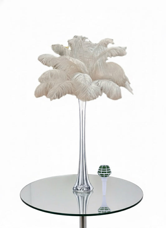 Complete Feather Centerpiece With 20" Vase (White)