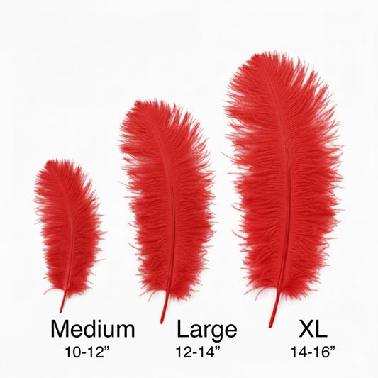 Ostrich Flexible Feathers 11-14" (Red)