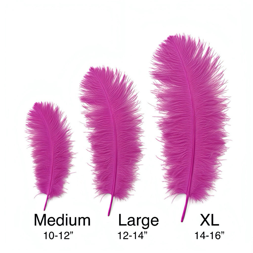 BULK 1/2lb Ostrich Feather Tail Plumes 15-20" (Fuchsia)