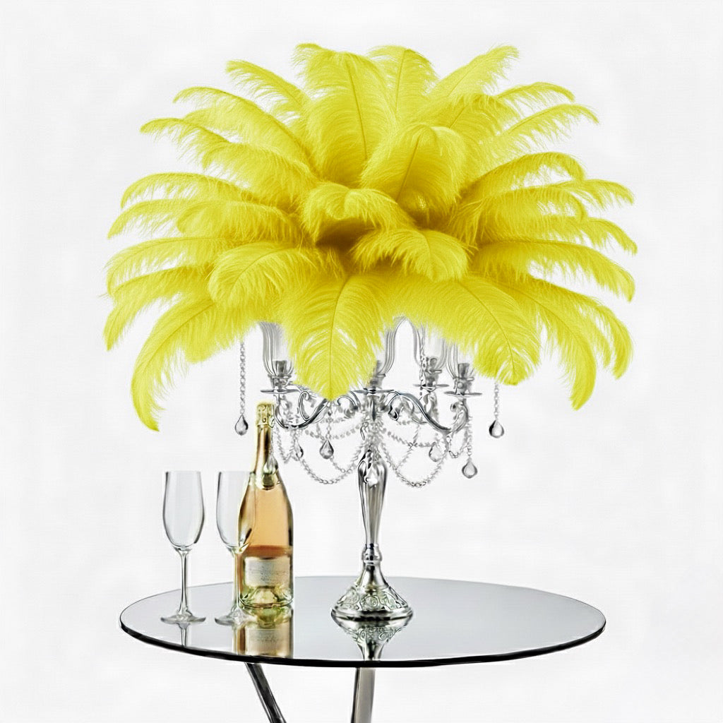 Ostrich Feather Tail Plumes 15-18" (Yellow) - www.BuyOstrichFeathers.com