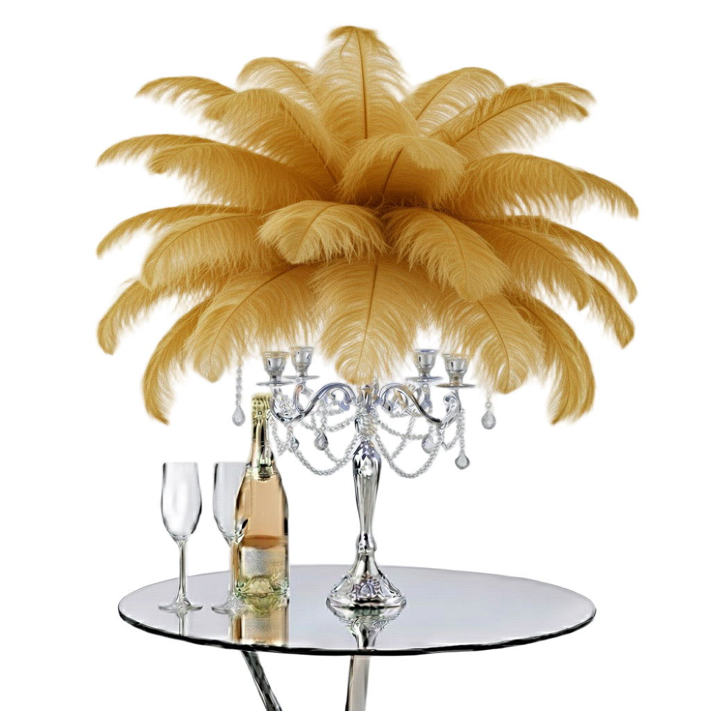 Ostrich Feather Spad Plumes 15-18" (Gold) - www.BuyOstrichFeathers.com