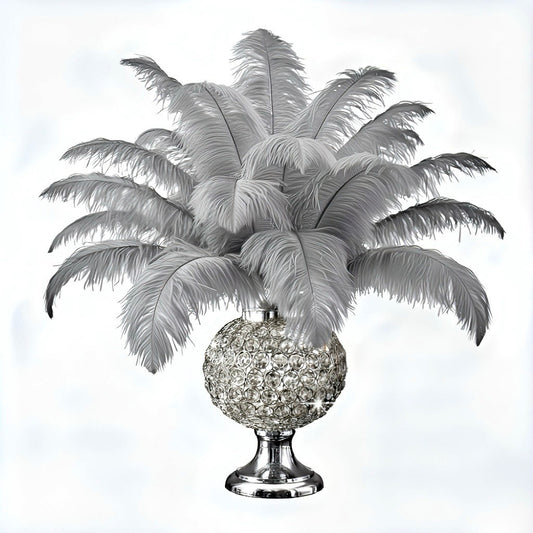 BULK 1/2lb Ostrich Feather Tail Plumes 15-20" (Silver/Grey)