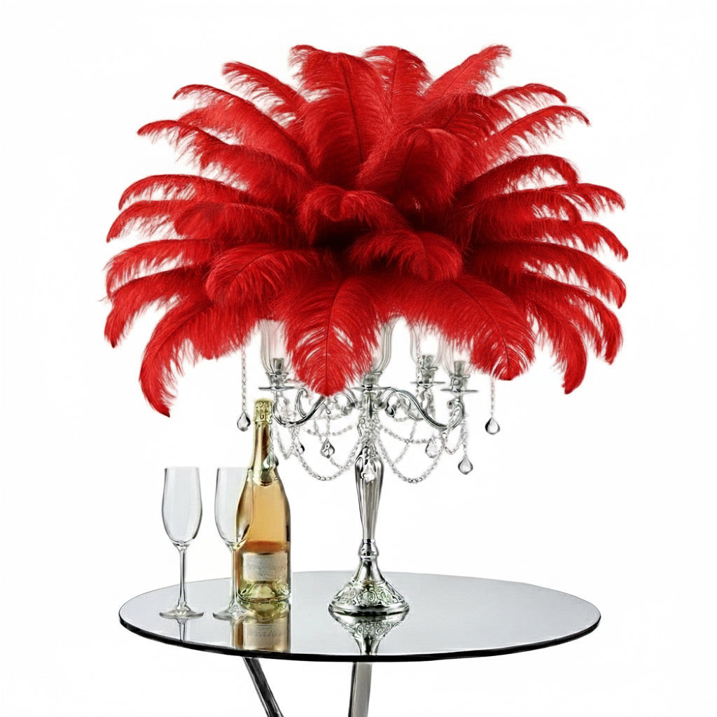 Ostrich Feather Tail Plumes 15-18" (Red)