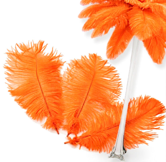 Complete Feather Centerpiece With 16" Vase (Orange) - www.BuyOstrichFeathers.com