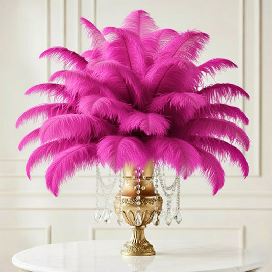 Ostrich Feather Tail Plumes 13-16" (Fuchsia)