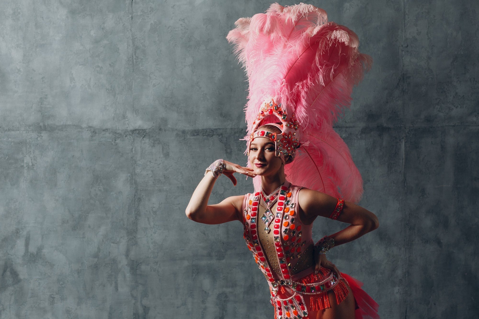 Lady With Pink Ostrich Plumes