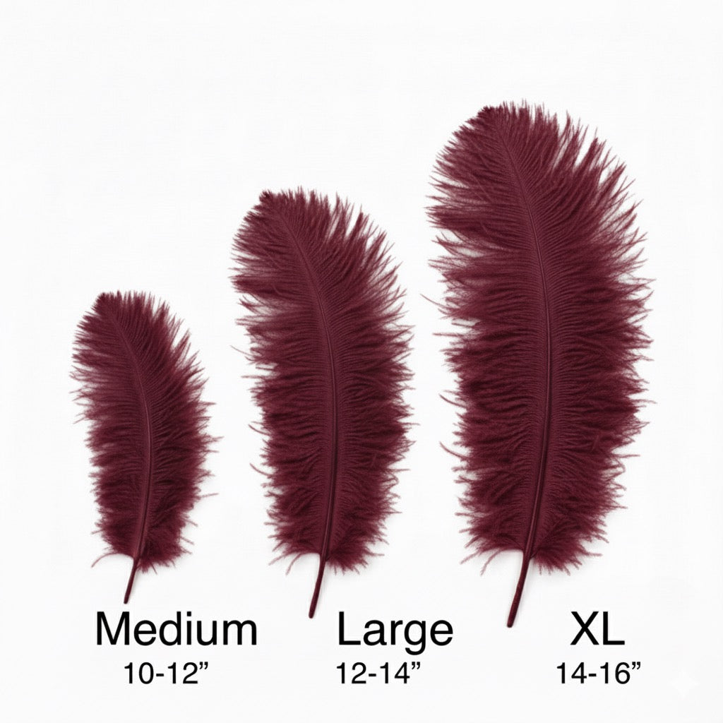 BULK 1/2lb Ostrich Feather Tail Plumes 15-20" (Burgundy)