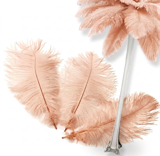 Complete Feather Centerpiece With 16" Vase (Champagne) - www.BuyOstrichFeathers.com