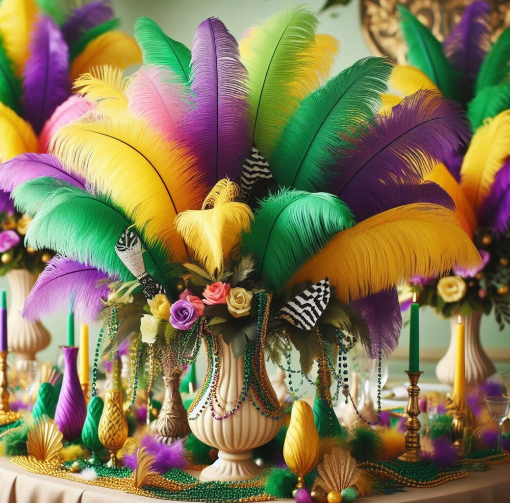 Ostrich Feathers | Green & Yellow Feather Centerpieces