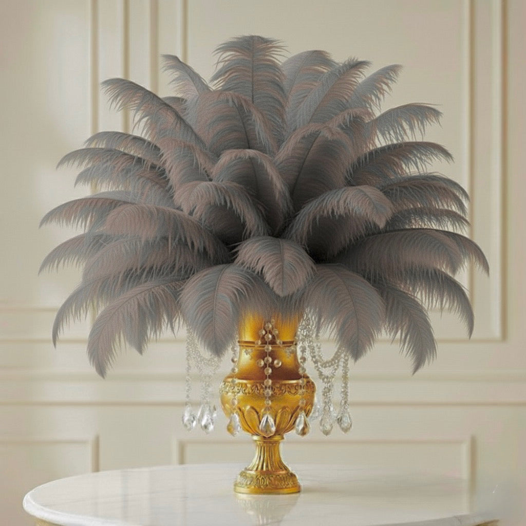 Ostrich Feather Tail Plumes 13-16" (Silver)