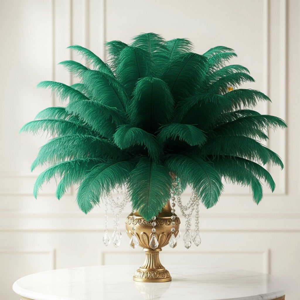 Ostrich Feather Tail Plumes 13-16" (Emerald Green)