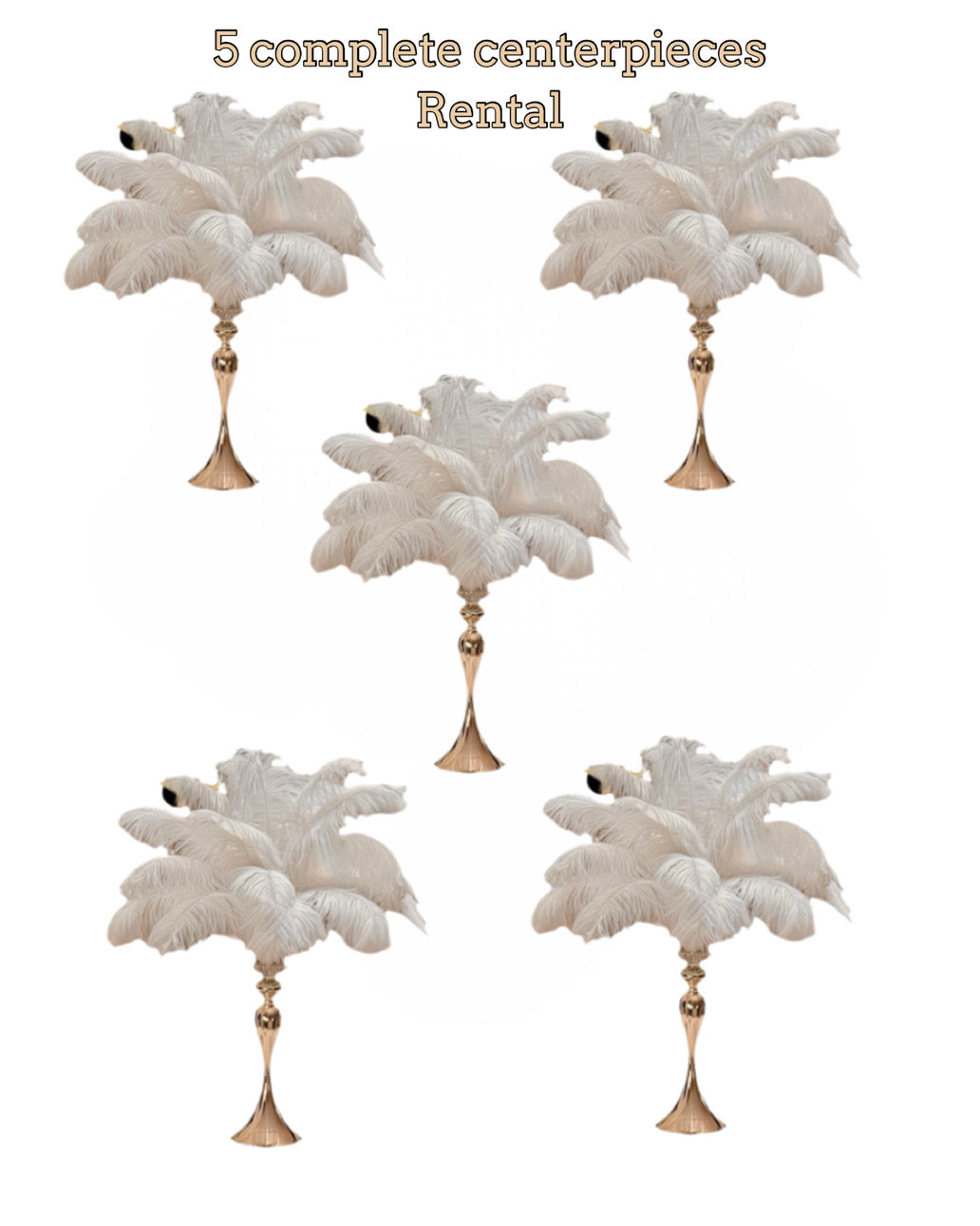 Centerpiece Rentals - Five Complete Ostrich Feather Centerpieces