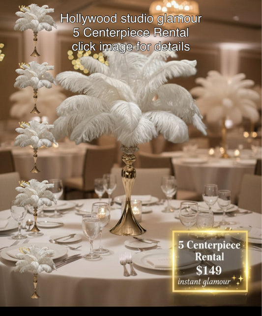 Centerpiece Rentals - Five Complete Ostrich Feather Centerpieces