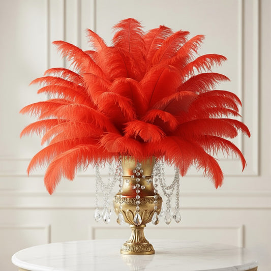 Ostrich Feather Tail Plumes 13-16" (Red)