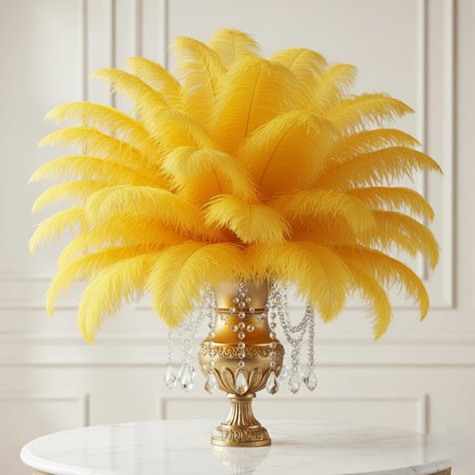 Ostrich Feather Tail Plumes 13-16" (Yellow)