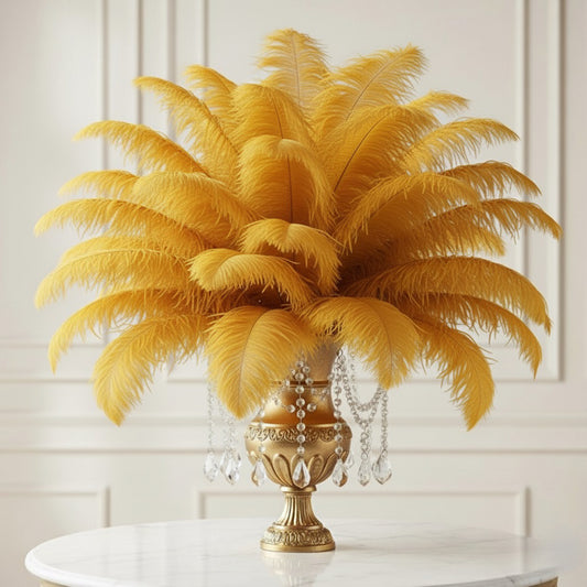 Ostrich Feather Tail Plumes 13-16" (Gold)