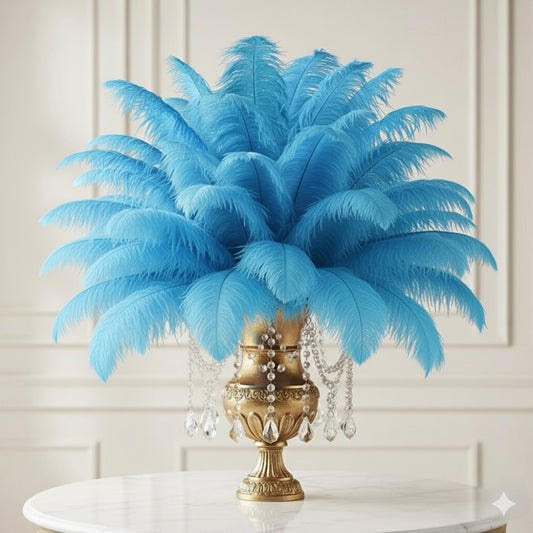 Ostrich Feather Tail Plumes 13-16" (Caribbean Blue)