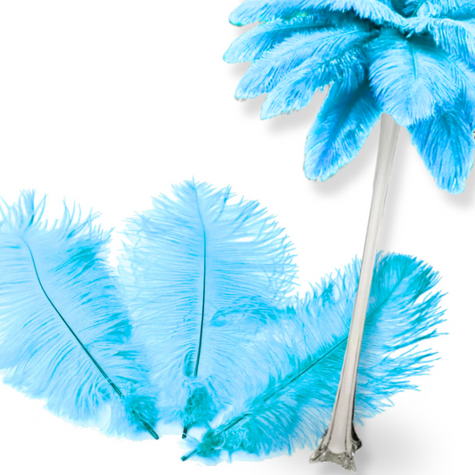 Complete Feather Centerpiece With 24" Vase (Baby Blue)