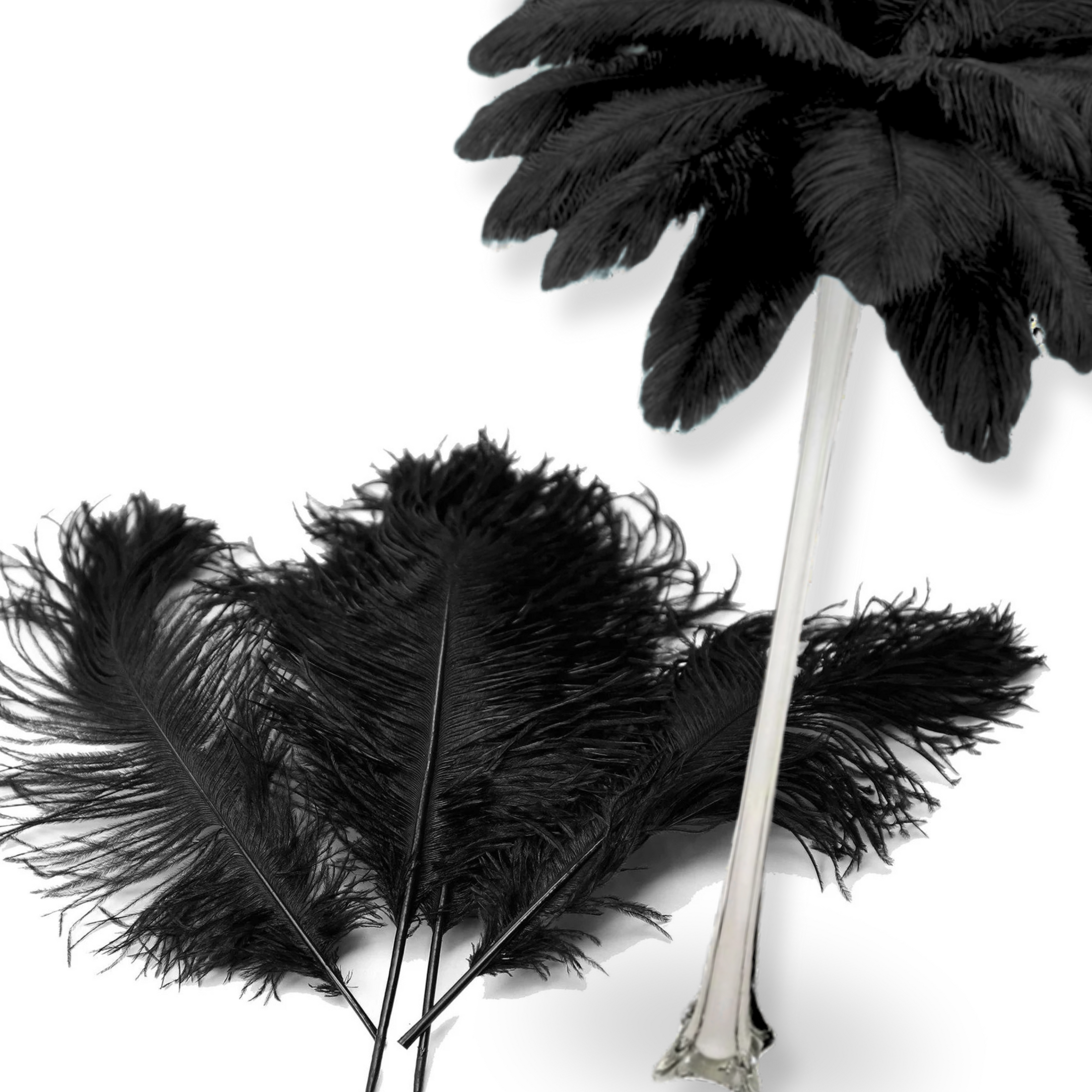 Complete Feather Centerpiece With 24" Vase (Black)