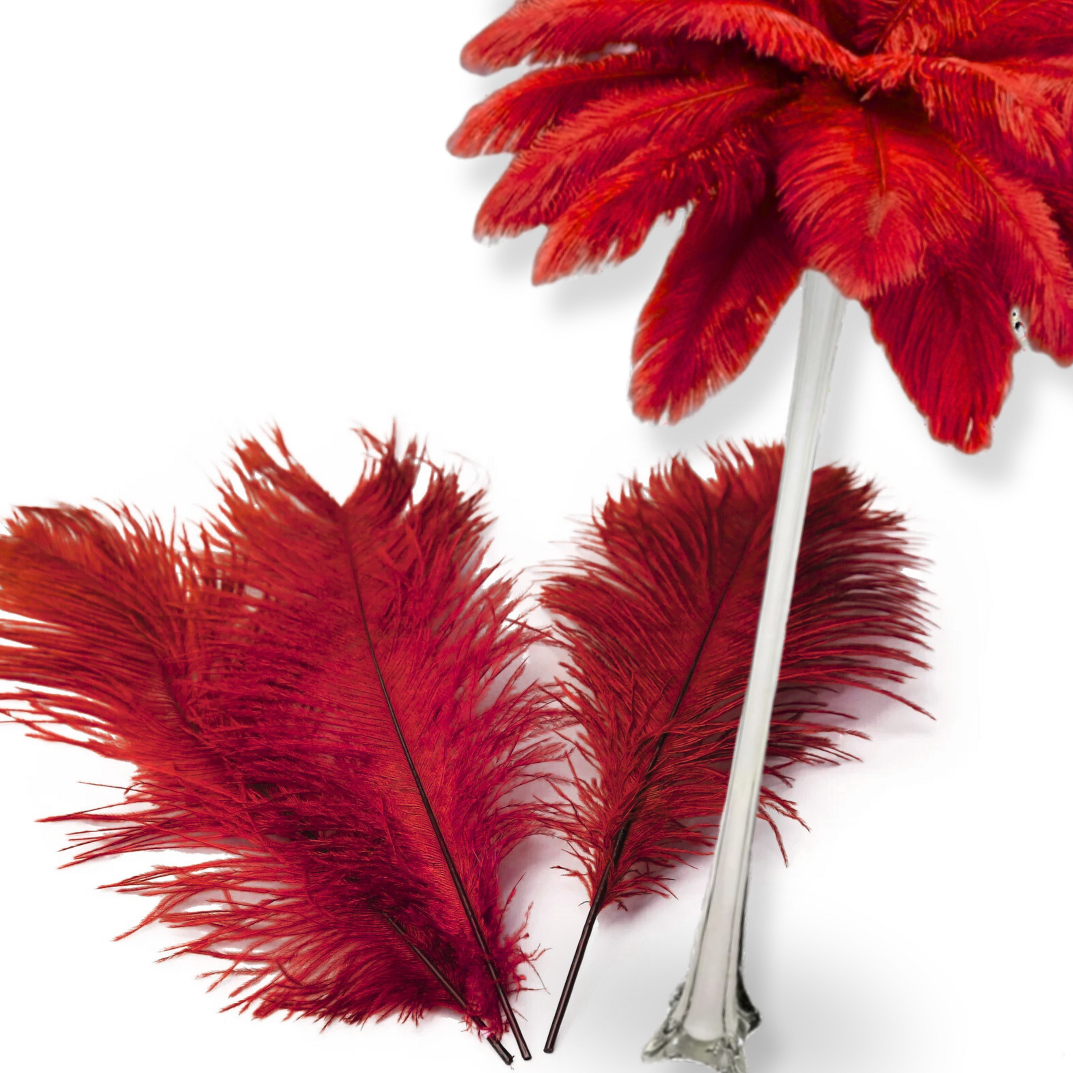 Complete Feather Centerpiece With 24" Vase (Burgundy)