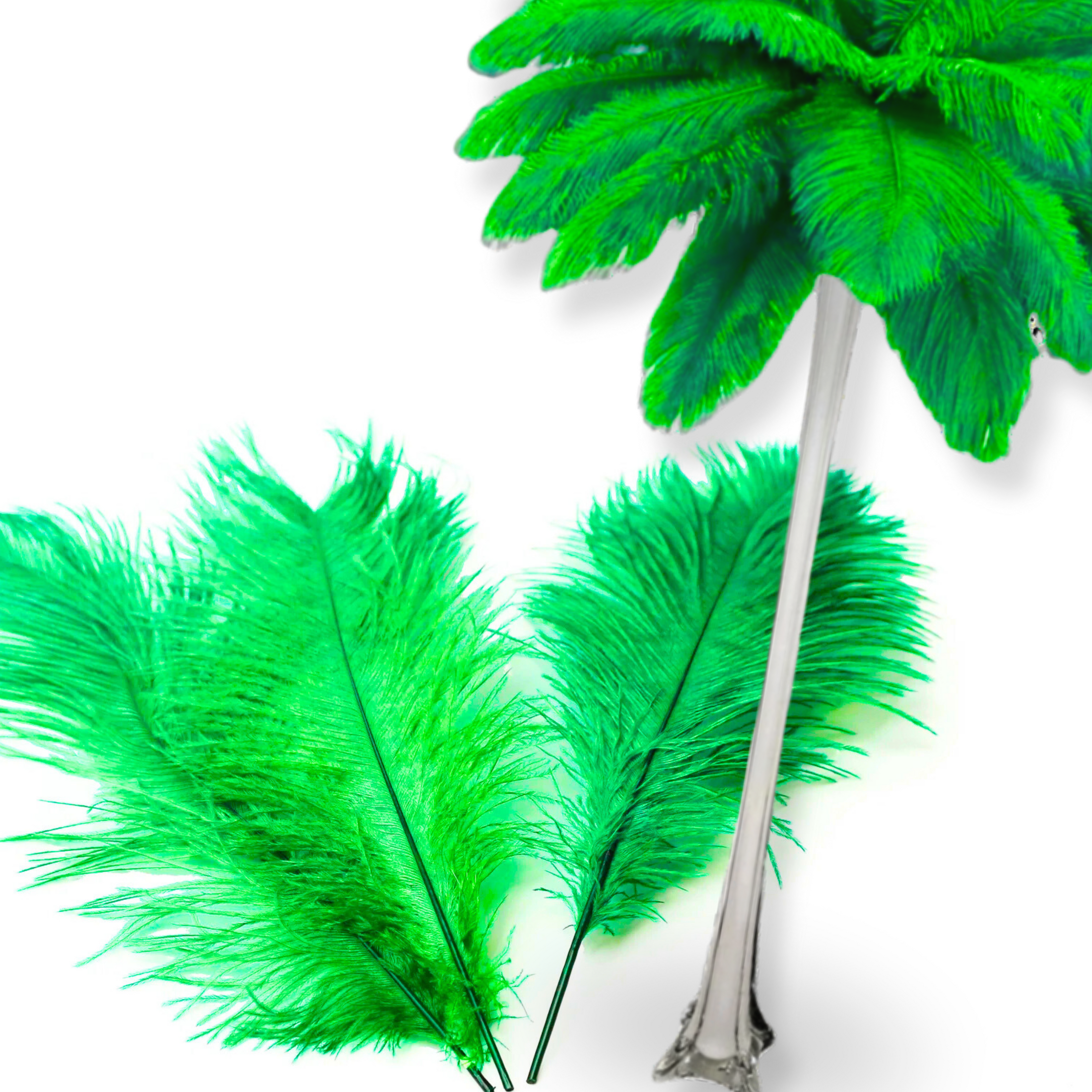 Complete Feather Centerpiece With 24" Vase (Lime Green)