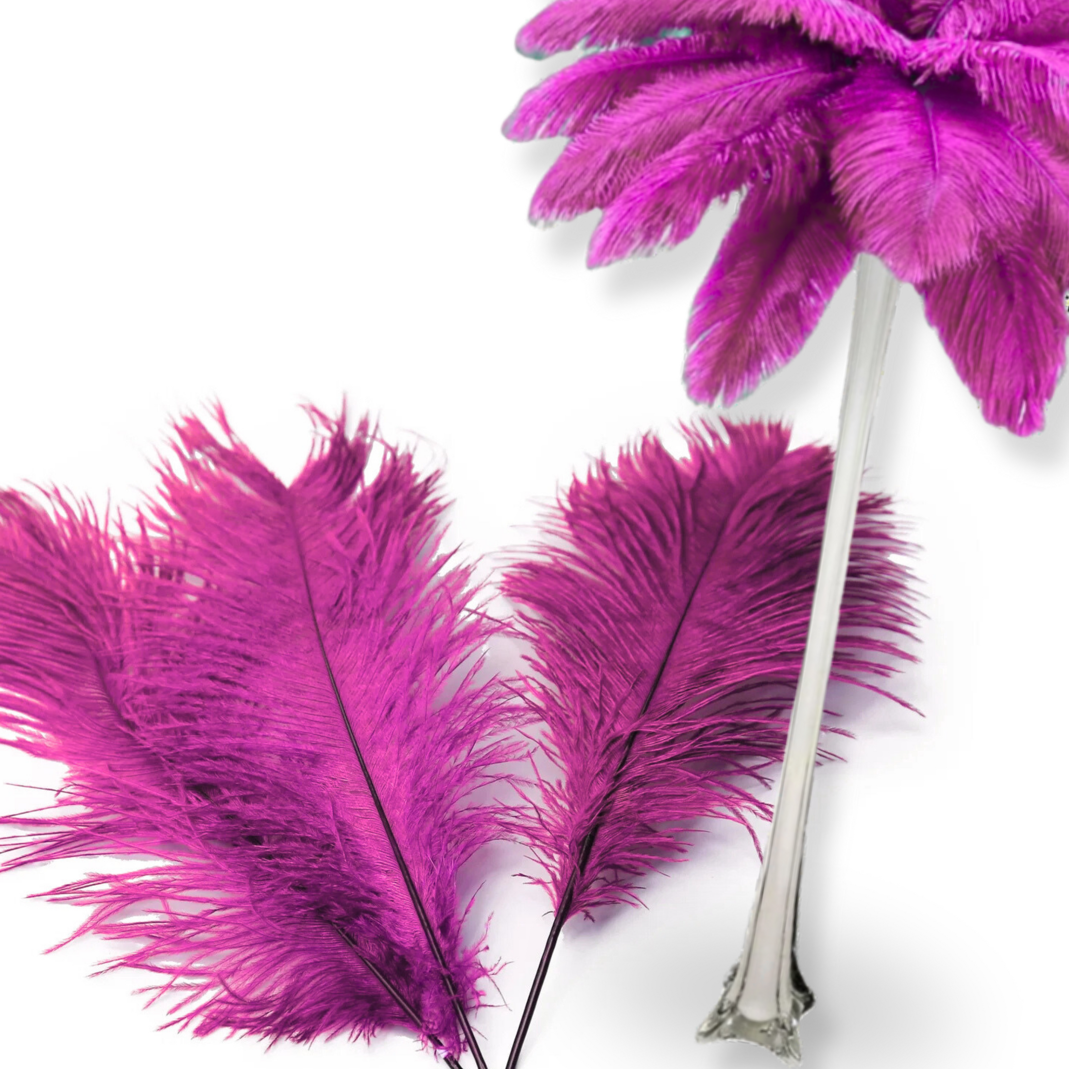 Complete Feather Centerpiece With 24" Vase (Rose Pink)