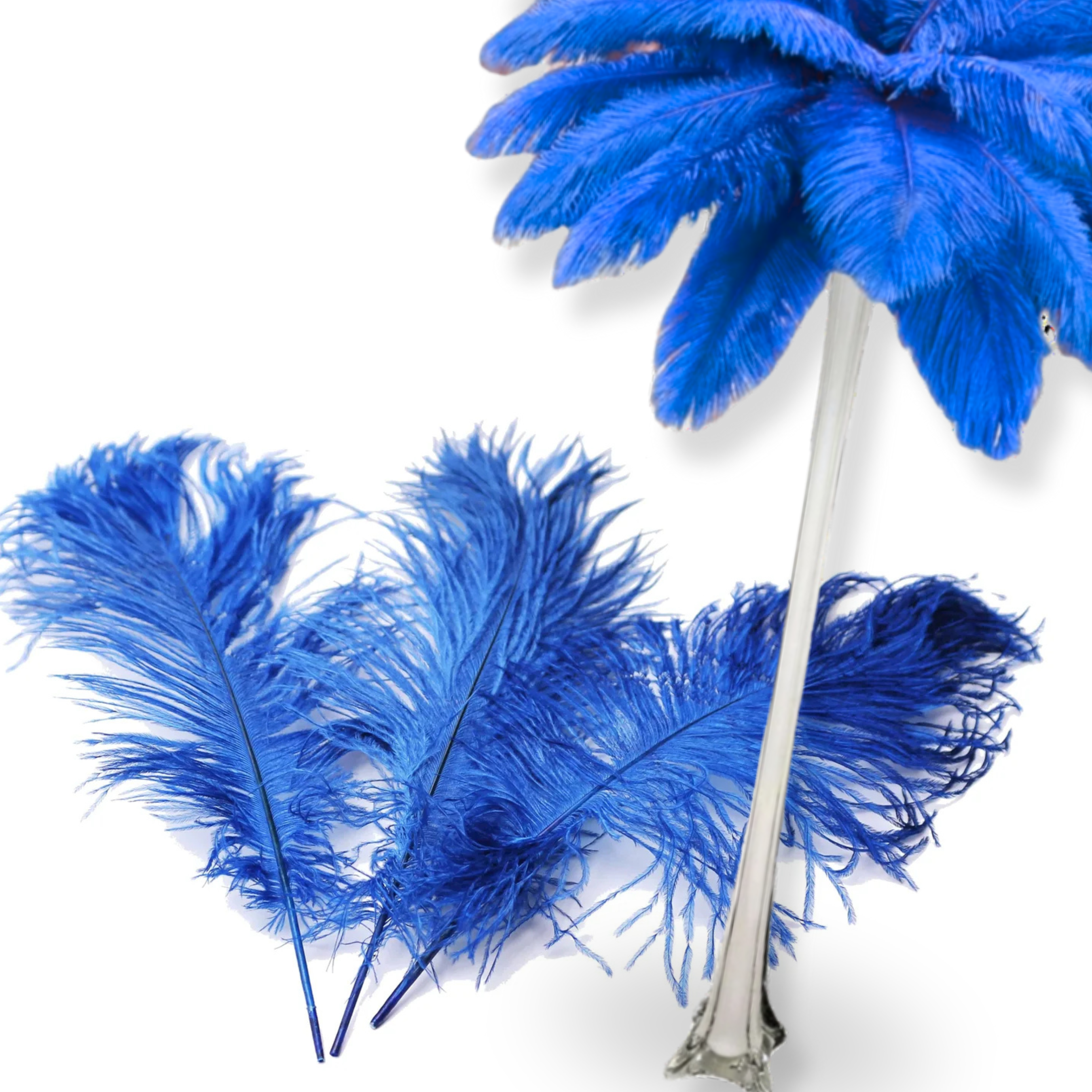 Complete Feather Centerpiece With 24" Vase (Royal Blue)