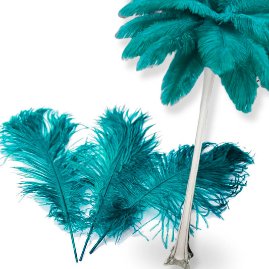 Complete Feather Centerpiece With 16" Vase (Turquoise)