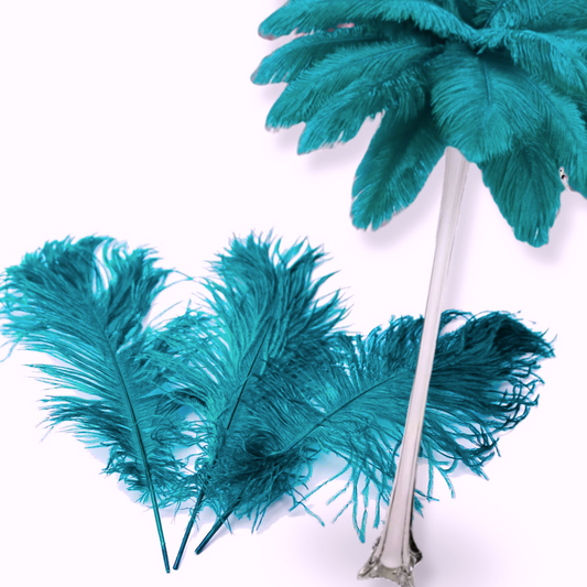 Complete Feather Centerpiece With 20" Vase (Turquoise)