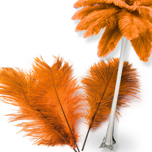 Complete Feather Centerpiece With 16" Vase (Orange)