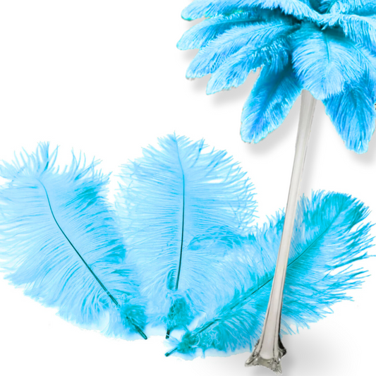 Complete Feather Centerpiece With 16" Vase (Baby Blue)