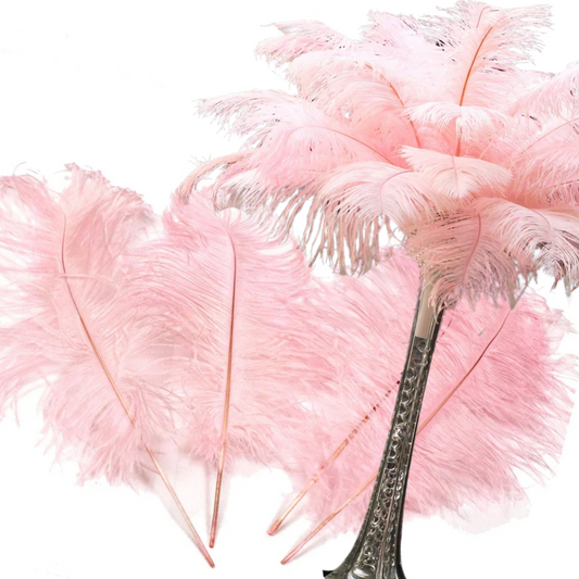 Complete Feather Centerpiece With 16" Vase (Baby Pink)