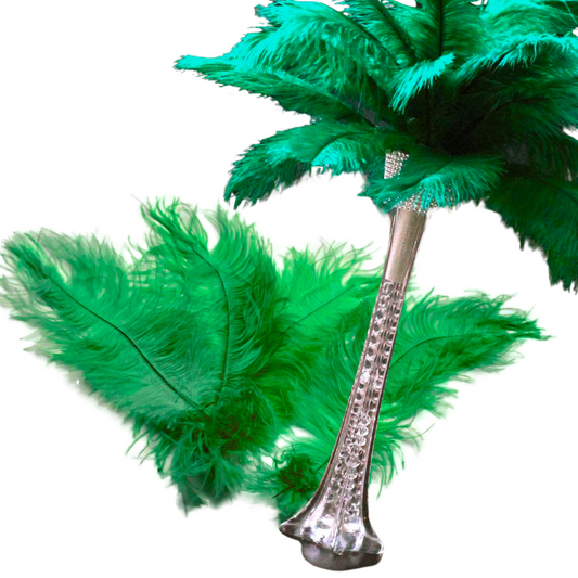 Complete Feather Centerpiece With 16" Vase (Emerald Green)