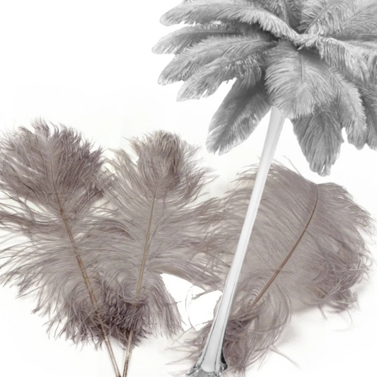 Complete Feather Centerpiece With 16" Vase (Grey/Silver)