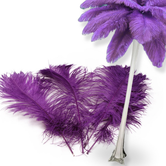 Complete Feather Centerpiece With 16" Vase (Plum)