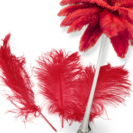 Complete Feather Centerpiece With 16" Vase (Red)