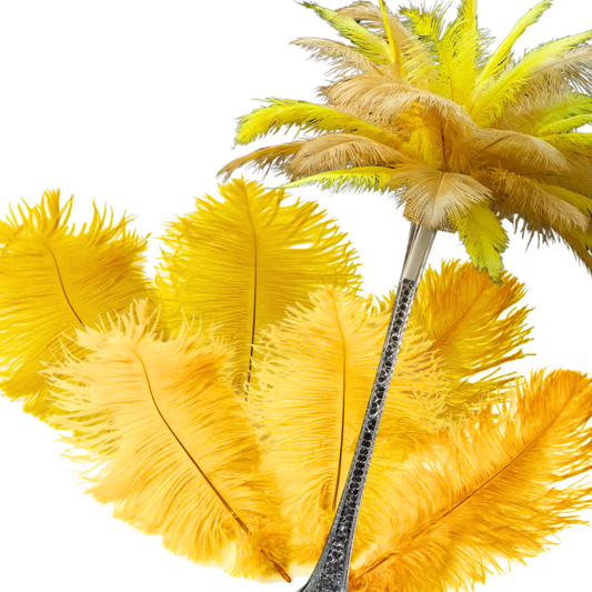 Complete Feather Centerpiece With 24" Vase (Gold & Yellow)