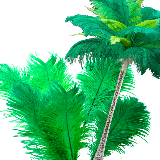 Complete Feather Centerpiece With 24" Vase (Green & Lime)